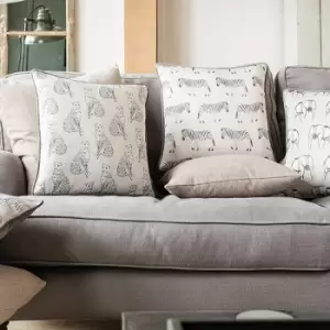 Image of Evans Lichfield - Safari Tiger Watercolour Print Piped Cushion Cover, White, 43 x 43 Cm