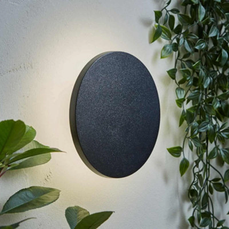 Image of ValueLights ValueLights Chad Backlit Matte Black Circle IP65 LED Outdoor Wall Light Black One Size Unisex 5016529274544