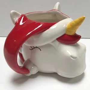 Image of Christmas Unicorn Head Shaped Ceramic Mug