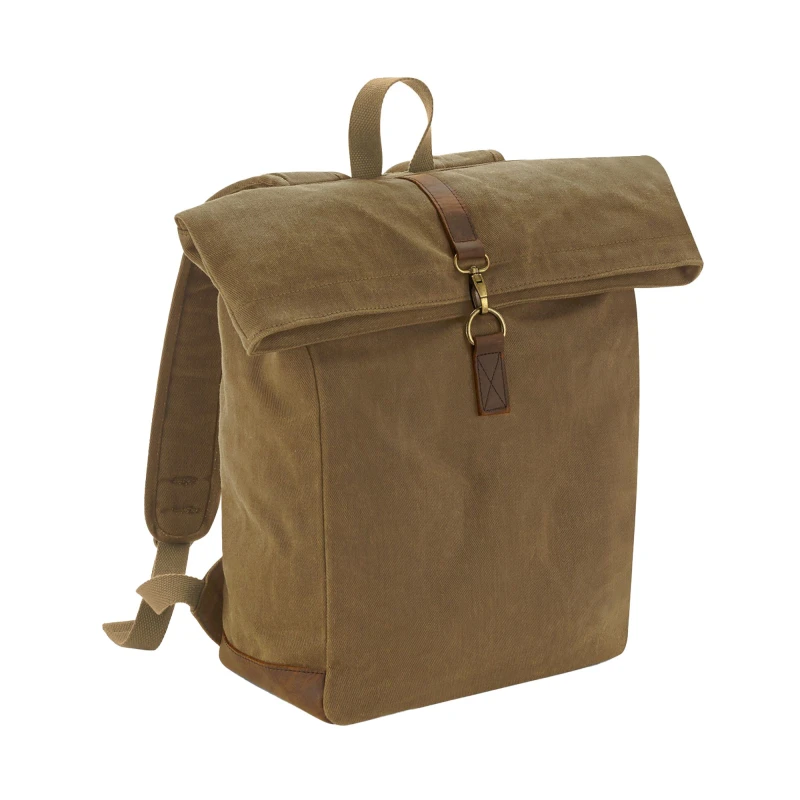 Image of Quadra Mens Heritage Leather Accents Backpack in Light Brown Light Brown Male