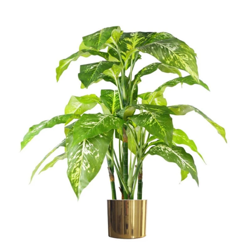 Image of Unbranded 100cm Large Fox's Aglaonema (Spotted Evergreen) Tree Artificial Plant with Gold Metal Planter