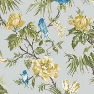 Image of Next Birds & Blooms Grey Wallpaper