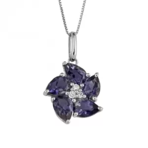 Image of Iolite Peony Flower White Gold Pendant GP2301M