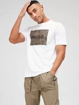 Image of Hugo Dulive Camo Logo White T-Shirt