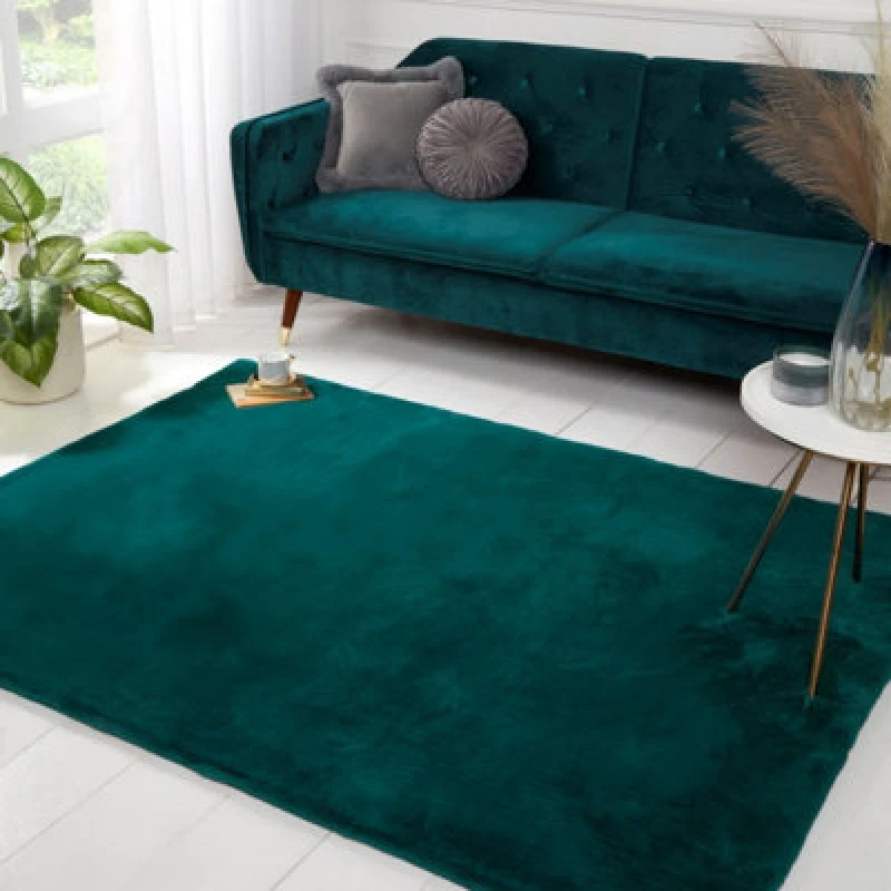 Image of The Linen Consultancy The Linen Consultancy TLC 5 Star Hotel Concept Luxury Faux Fur Teal Rug Size: 80cm x 150cm Teal 80cm x 150cm Unisex 5055597868