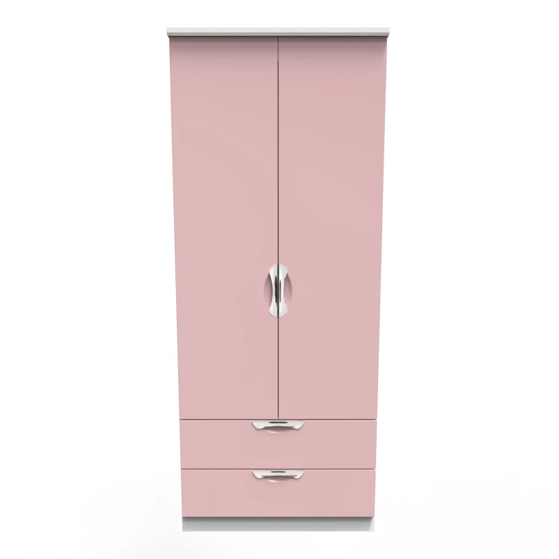 Image of Ready Assembled 2 U Holborn 2 Door 2 Drawer Wardrobe (Ready Assembled) in Dusty Pink Dusty Pink Unisex