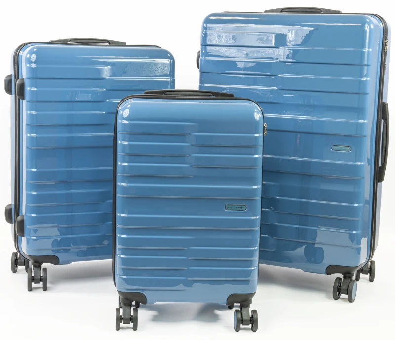 Image of Pierre Cardin Provence Lightweight Hardshell Luggage SET 8 Wheeled Suitcase TSA Lock in Blue Size: 3 Pack Blue Unisex 3 Pack