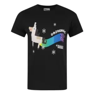 Image of Crossy Road Mens Official Unihorse Design T-Shirt (Small) (Midnight Black)