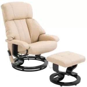 Image of HOMCOM Electric Massage Recliner Chair with Ottoman, Faux Leather Swivel Recliner with Remote Control for Living Room, Beige