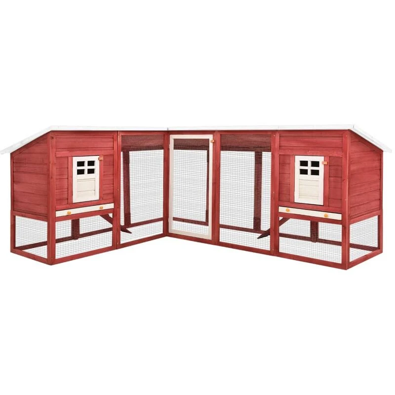 Image of VIDAXL Vidaxl - Outdoor Rabbit Hutch with Run Red and White Solid Fir Wood 8719883737980
