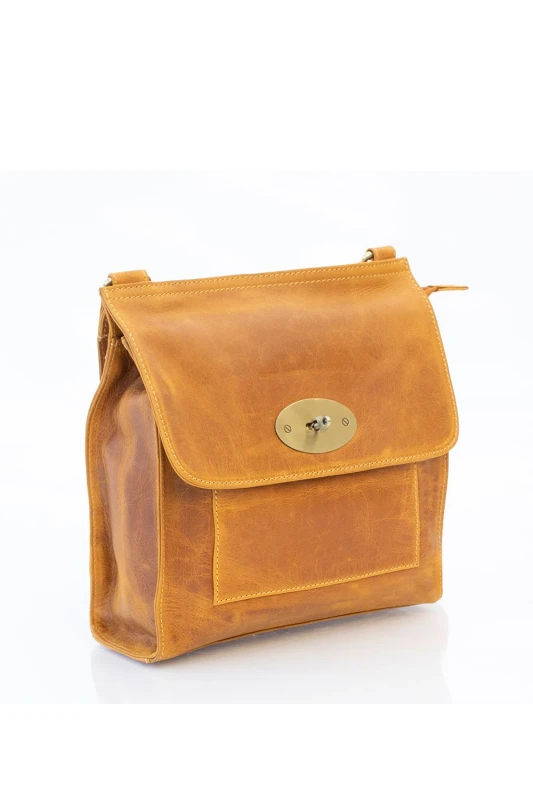Image of PRIMEHIDE 'Columbia' Leather Ladies Crossbody Bag Mustard