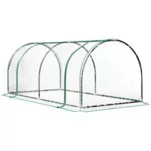 Image of Outsunny Tunnel Greenhouse Grow House Steel Frame Pe Transparent 200x100x80 cm