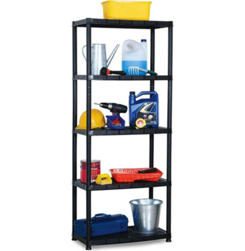 Image of Gr8 Home Black 5 Tier Plastic Shelving Unit Storage Racking Shelves Black unisex