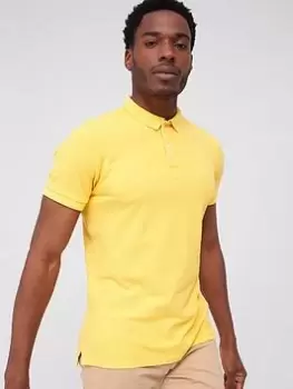Image of Superdry Vintage Polo Shirt - Yellow, Yellow, Size L, Men