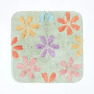 Image of Floral Multi Colour Cotton Shower Mat - Multi Colour - Multi Colour - Multi Colour - Homescapes