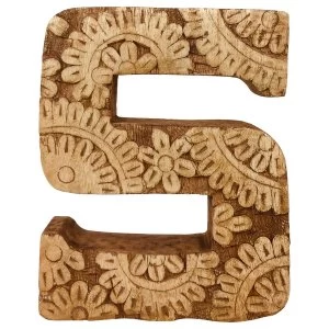 Image of Letter S Hand Carved Wooden Flower
