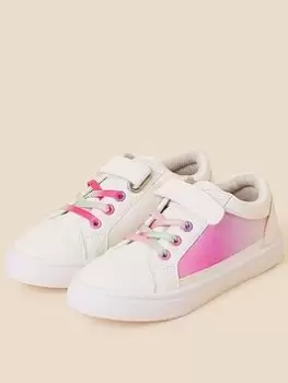 Image of Accessorize Girls Ombre Glitter Trainers - White, Size 2 Older