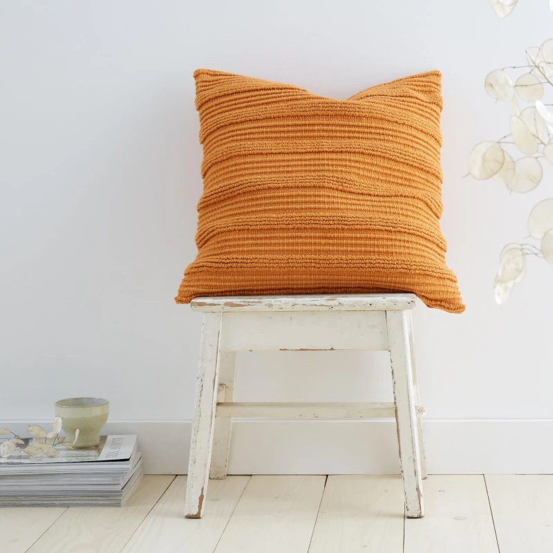 Image of Pineapple Elephant Tufted Stripes 45cm x 45cm Filled Cushion Terracotta