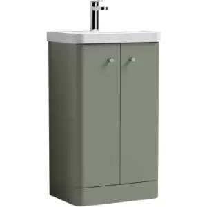 Image of Nuie Core Floor Standing 2-Door Vanity Unit with Thin Edge Basin 500mm Wide - Satin Green