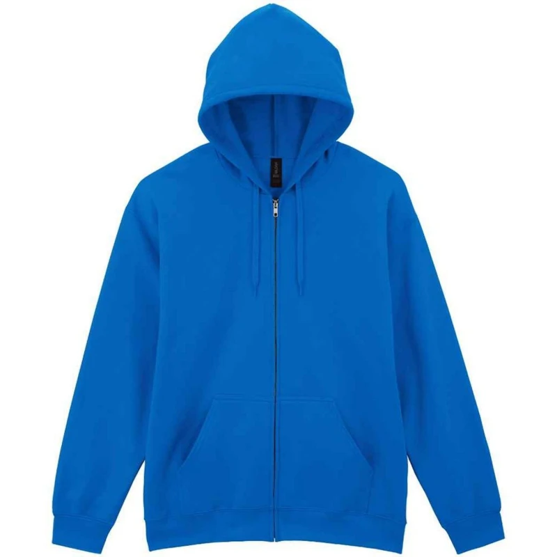Image of Gildan Mens Softstyle Midweight Full Zip Hoodie in Blue Size: Small Blue Male S
