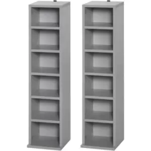Image of Homcom - Set of 2 cd Media Display Shelf Unit Tower Rack Adjustable, Grey - Grey
