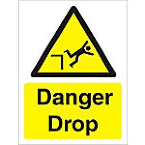 Image of Warning Sign Danger Drop Plastic 40 x 30 cm