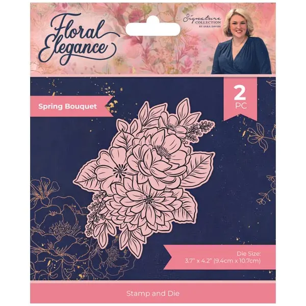 Image of Sara Davies Signature Collection Clear Stamp & Outline Die Set Floral Elegance Spring Bouquet