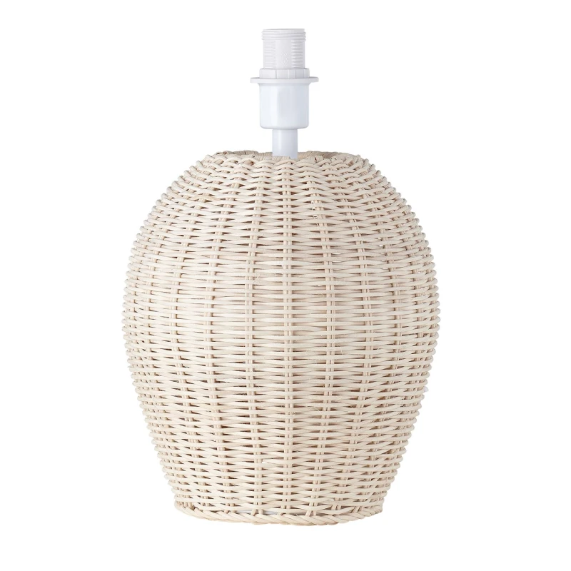 Image of Happy Homewares Natural Light Brown Woven Rattan Table Lamp Base with White Cable & Switch Brown Unisex
