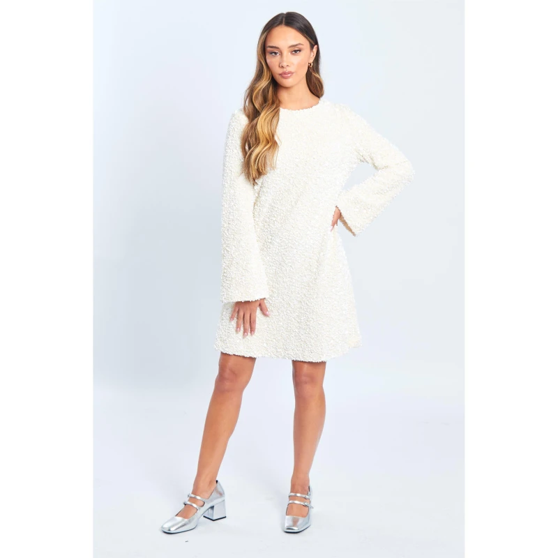 Image of Be You Sequin Bow Dress - White White 8