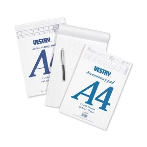 Image of Vestry A4 Accountants Pad 8 Cash Column 80 Leaf