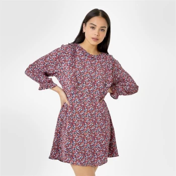 Image of Jack Wills Eckersley Ruffle Ditsy Mini Dress - Navy