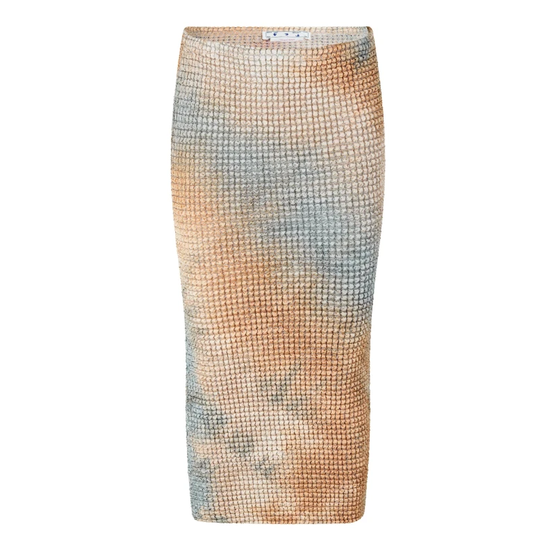 Image of Off White Womens Smocked Tie-Dye Pencil Skirt Camel female 6 (2XS)