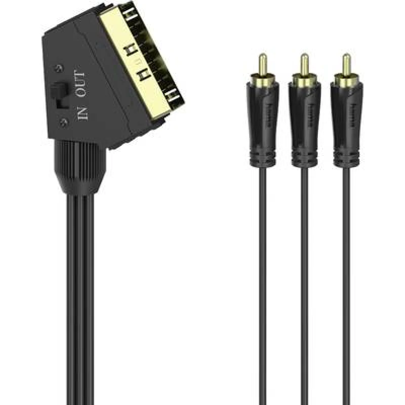 Image of Hama Hama RCA / SCART AV Cable [3x RCA plug (phono) - 1x SCART plug] 1.5 m Black 00205156