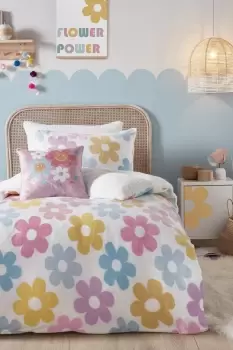 Image of 'Retro Flower' Fleece Duvet Cover Set