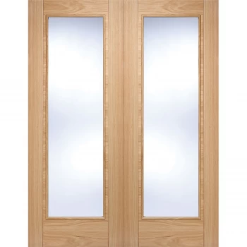 Image of Vancouver Pattern 10 Internal Glazed Prefinished Oak 1 Lite Pair Doors - 1372 x 1981mm