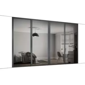 Image of Spacepro Shaker Mirrored Graphite 4 Door Sliding Wardrobe Door Kit (H)2260mm (W)2290mm