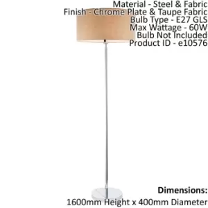 Image of Floor Lamp Light Chrome & Taupe Fabric 60W E27 Base & Shade e10576