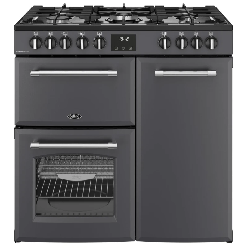 Image of Belling Farmhouse 90cm Dual Fuel Range Cooker - Anthracite 444411819 Anthracite