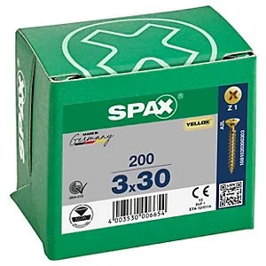 Image of Spax Pz Countersunk Yellox Screws - 3x30mm Pack Of 200