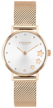 Image of Coach Womens Perry Rose Gold Mesh Bracelet Silver Watch