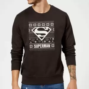 Image of DC Superman Christmas Knit Logo Black Christmas Jumper - S