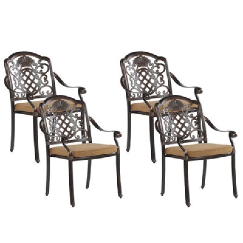 Image of Beliani Set Of 4 Garden Chairs With Cushions Salento Metal Dark Brown