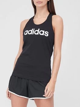 Image of adidas Essentials Linear Slim Tank - Black, Size 2Xs, Women