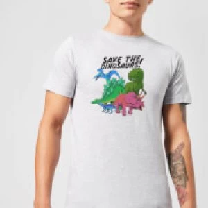 Image of Save The Dinosaurs Mens T-Shirt - Grey - 4XL