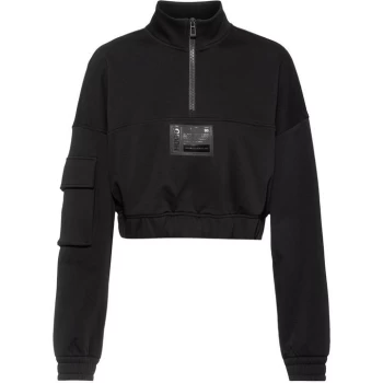 Image of Hugo Davara Zip Crop Sweatshirt - Black