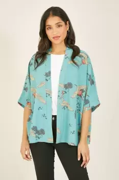 Image of Green Crane Print Kimono