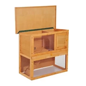 Image of PawHut Rabbit Hutch Vintage Yellow, Green 450 mm x 900 mm x 800 mm