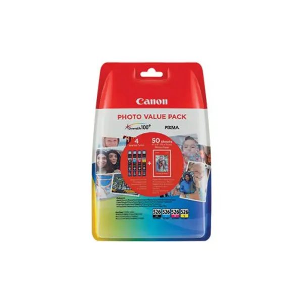 Image of Canon CLI-526 Inkjet Cartridge Photo Value Pack CMYK 4540B019 4540B019