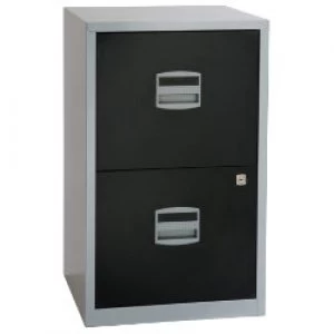 Image of Bisley Filing Cabinet Silver Black 672 x 413 x 400 mm 2 Pieces