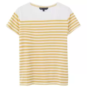 Image of Crew Clothing Womens Breton Tee White/Amber Dropped Stripe 10